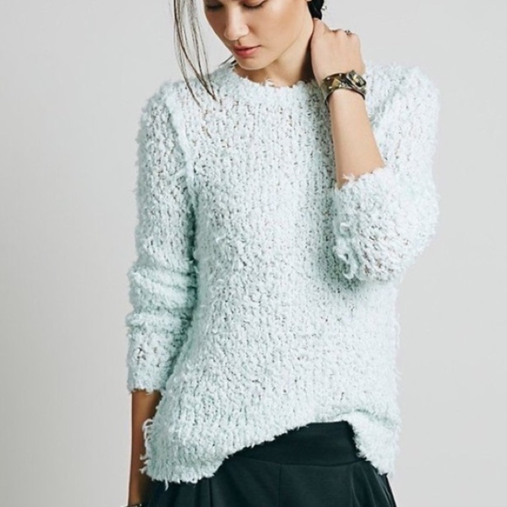 Free people polar bear pullover in baby blue
